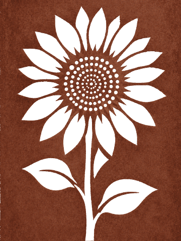 Sunflower Silhouette Canvas, Rust Patina
