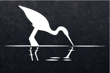 Midnight Heron Reflection, Black 