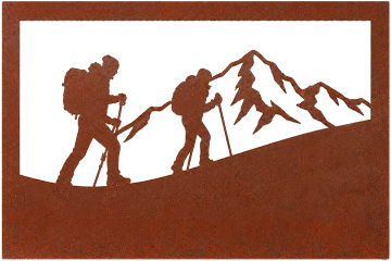 Rustic Mountain Hikers Silhouette