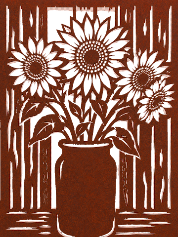 Sunflower Vase, Rust Patina