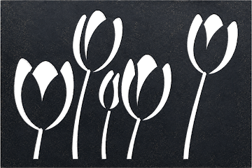 Monochrome Tulip Silhouette Canvas, Black