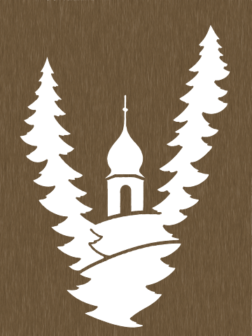 Rustic Forest Chapel Silhouette, Bronze