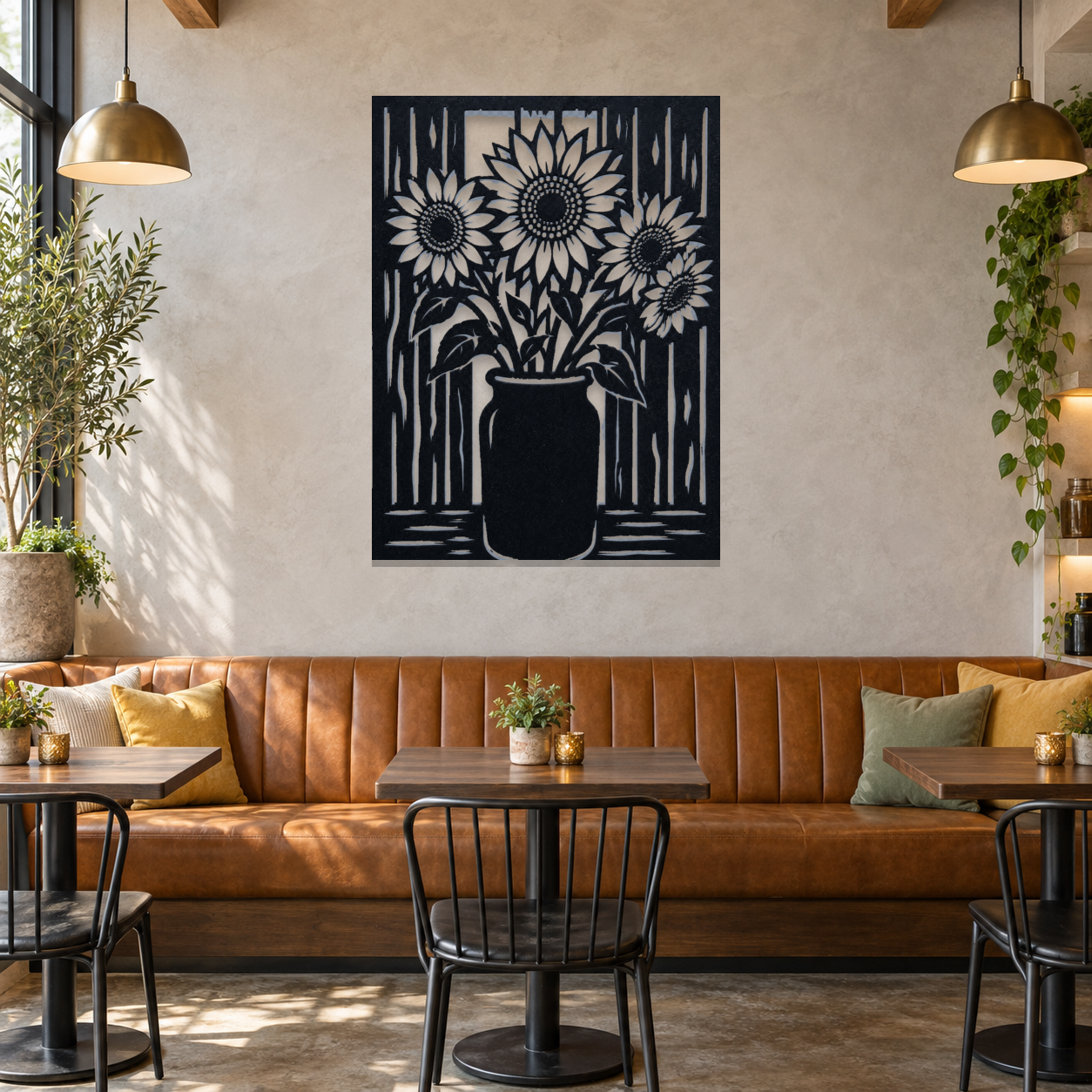 Black Sunflower Vase, Black