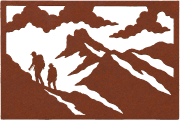 Rust Mountain Hikers Silhouette