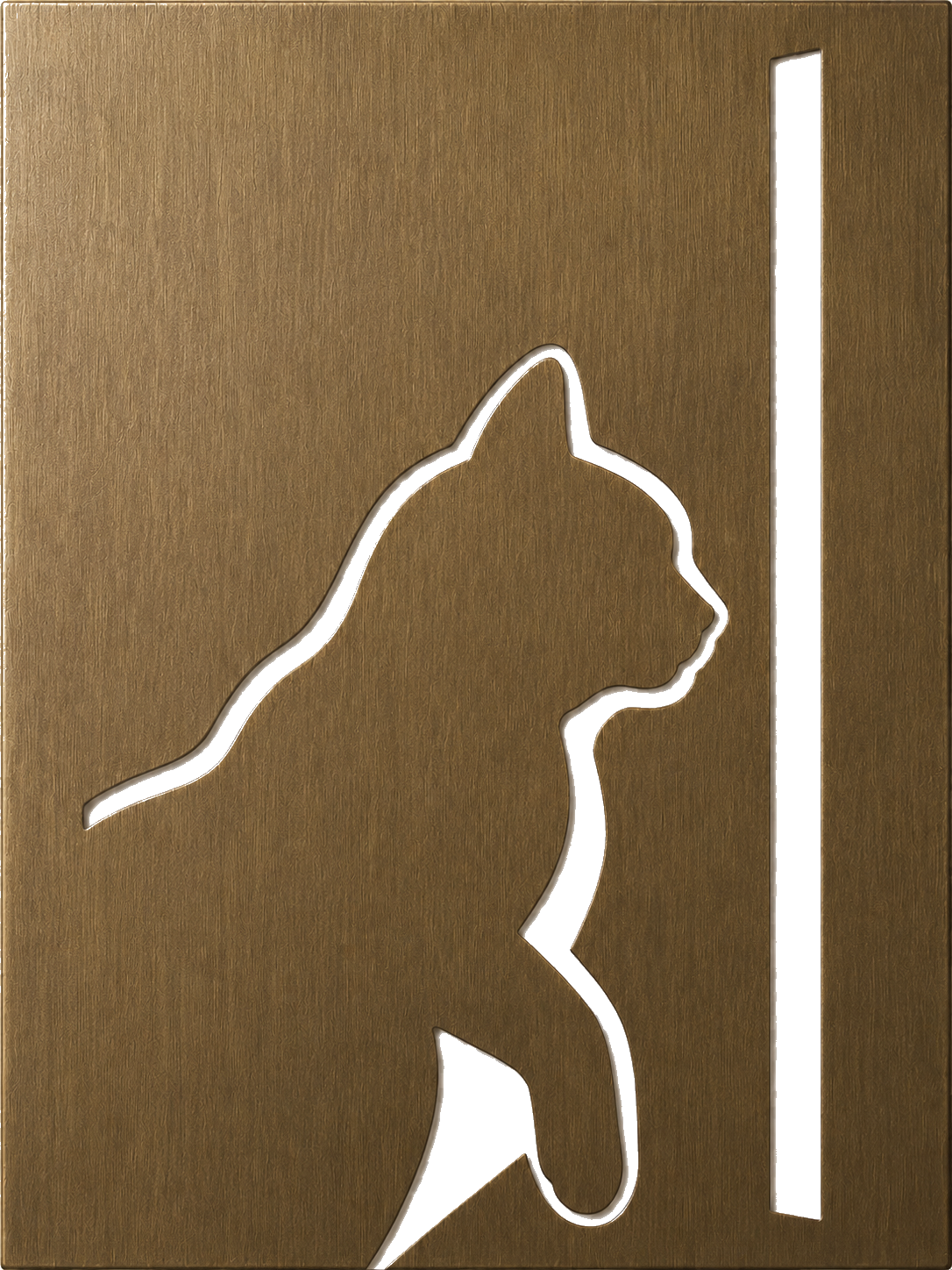 Minimalist Wood Cat, Bronze
