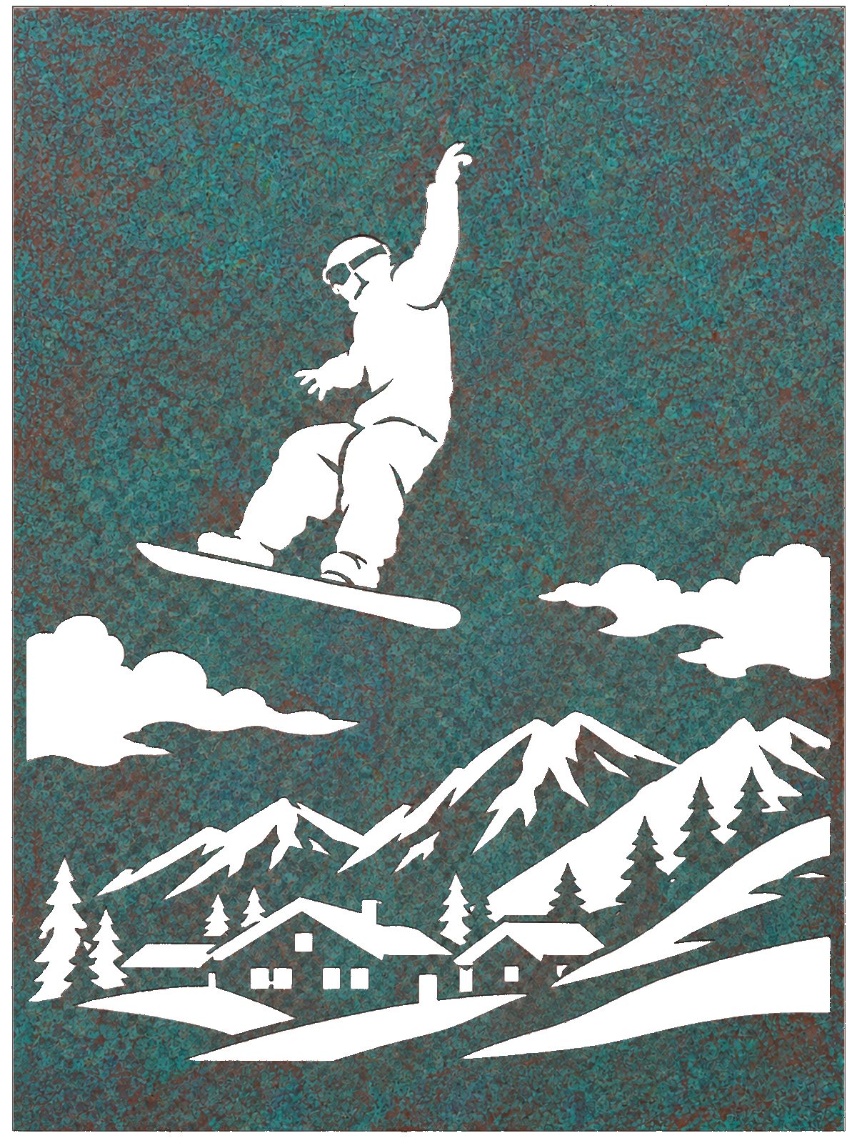 Alpine Snowboarder Statement, Verdigris Patina