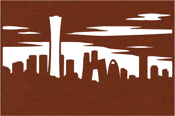 Rust Skyline Silhouette Canvas