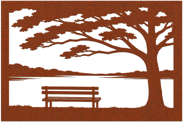 Rustic Tree Bench Silhouette