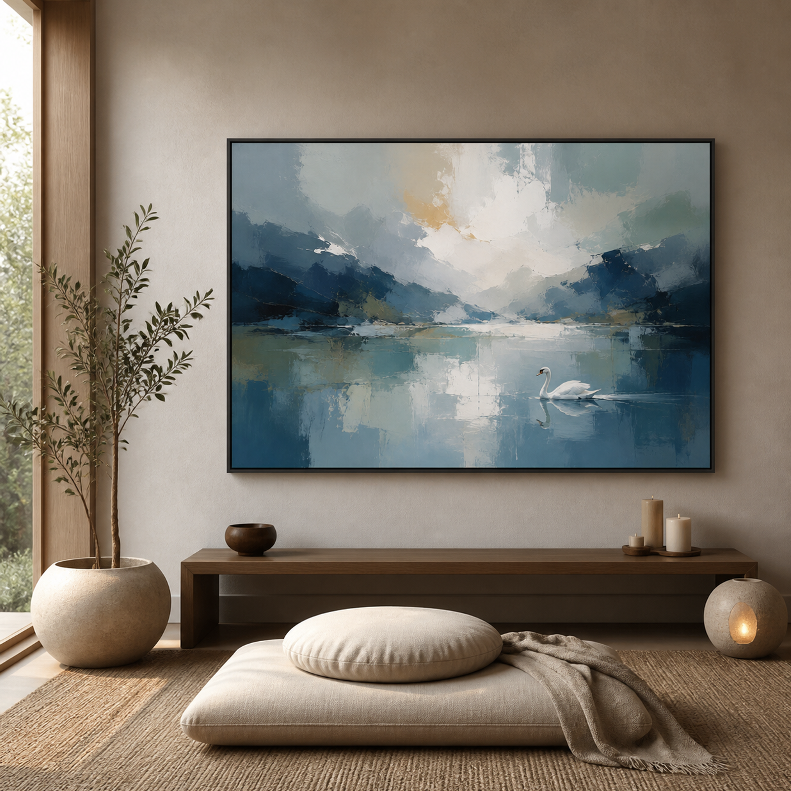 Serene Swan Mountain Lake