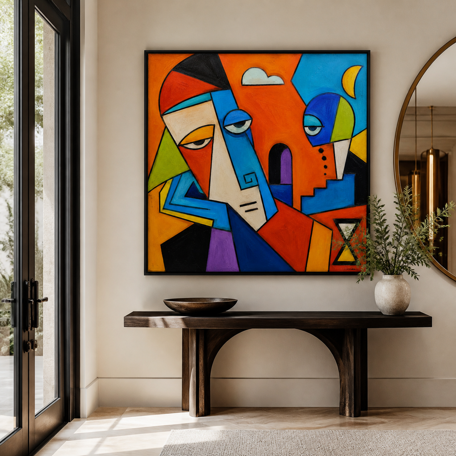 Bold Cubist City Faces
