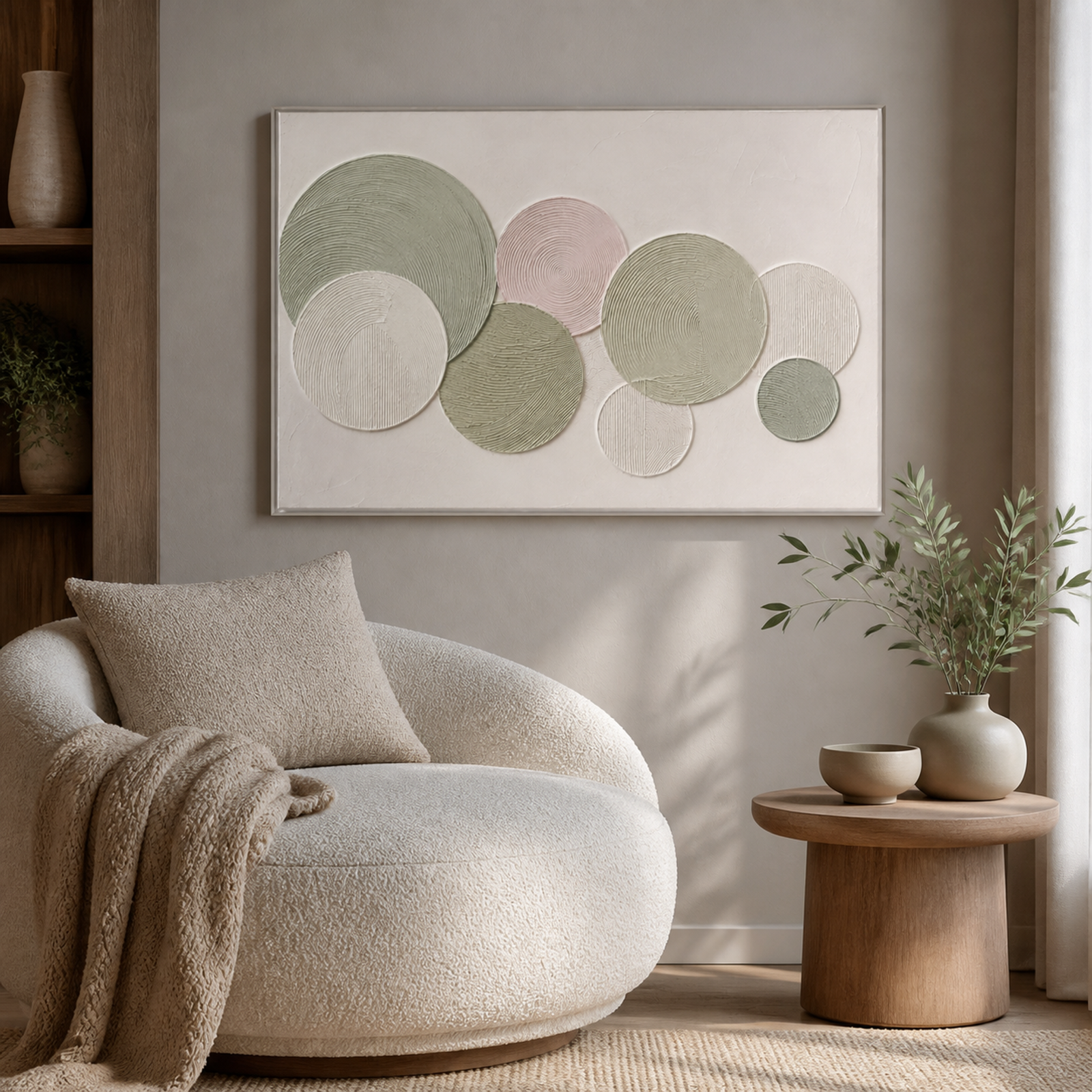 Soft Sage Circle Relief