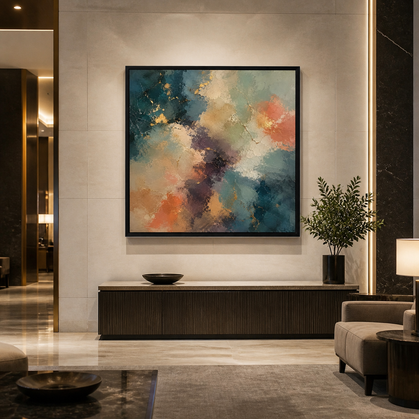 Gilded Teal Abstract