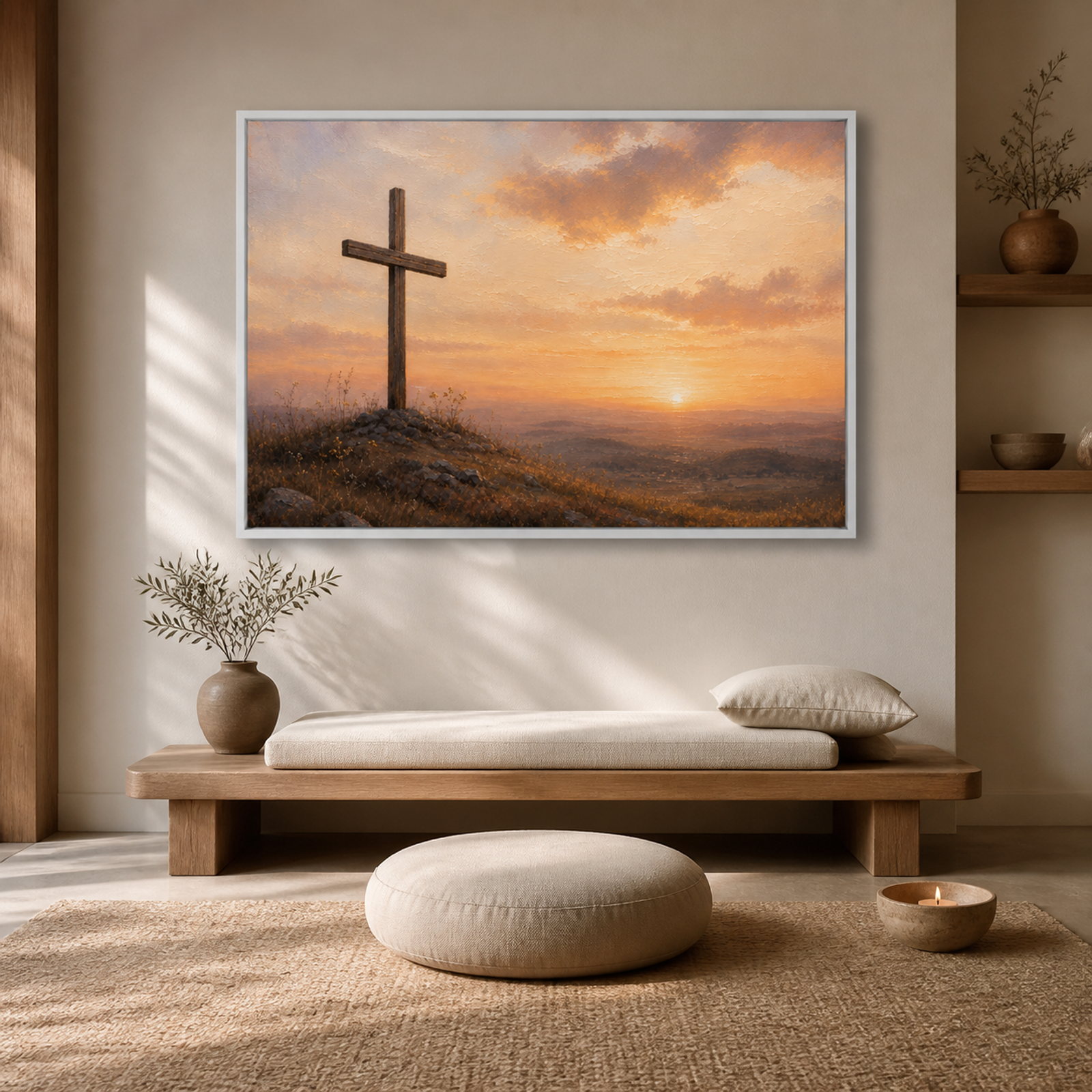 Sunset Cross On Hill