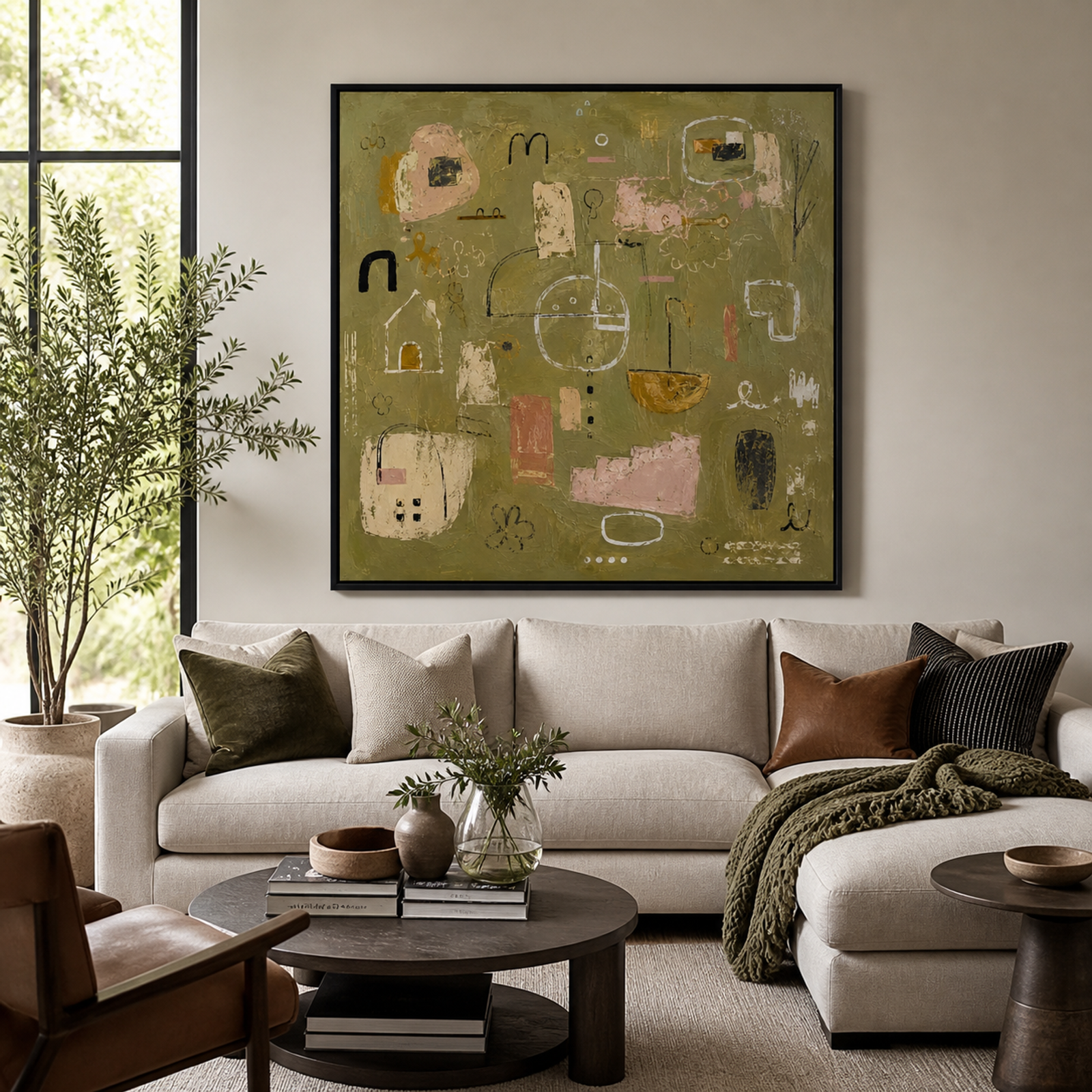 Olive Abstract Whimsy
