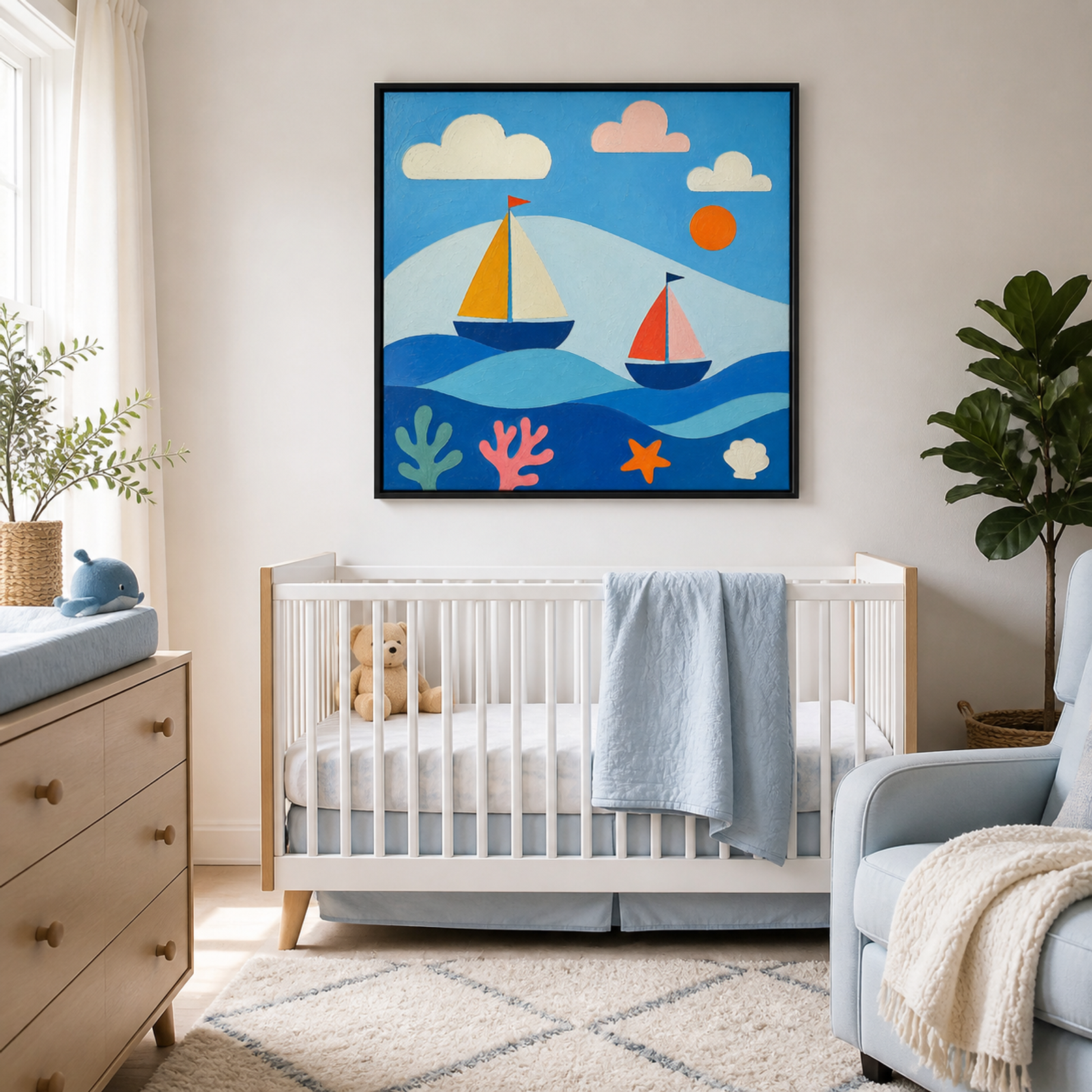 Playful Coastal Sailboats