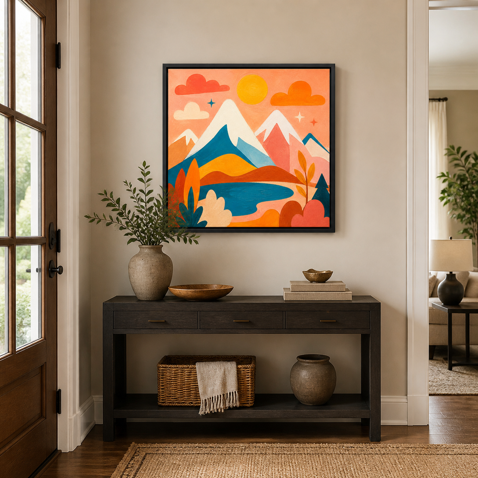 Sunlit Modern Mountain Lake