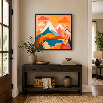 Sunlit Modern Mountain Lake