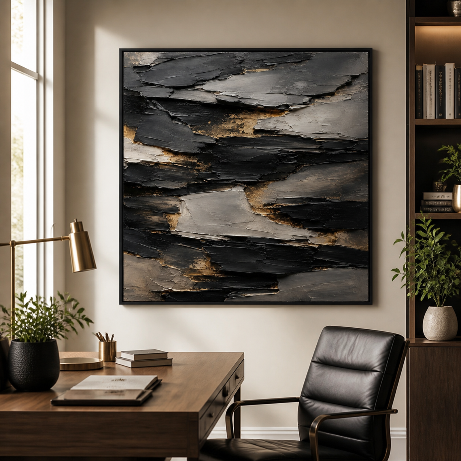 Gilded Slate Abstract