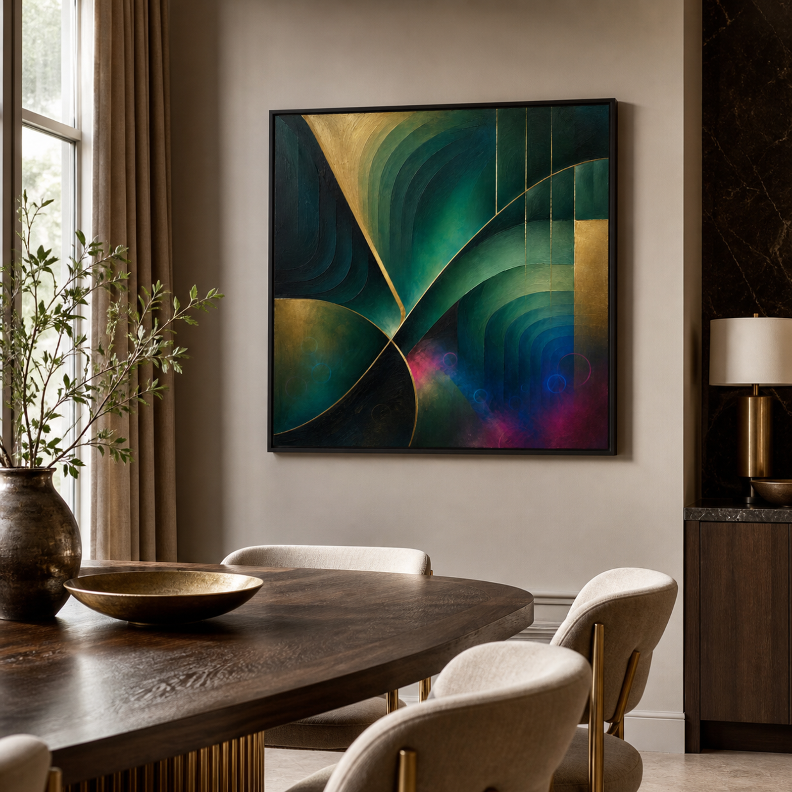 Emerald Gold Abstract Arches