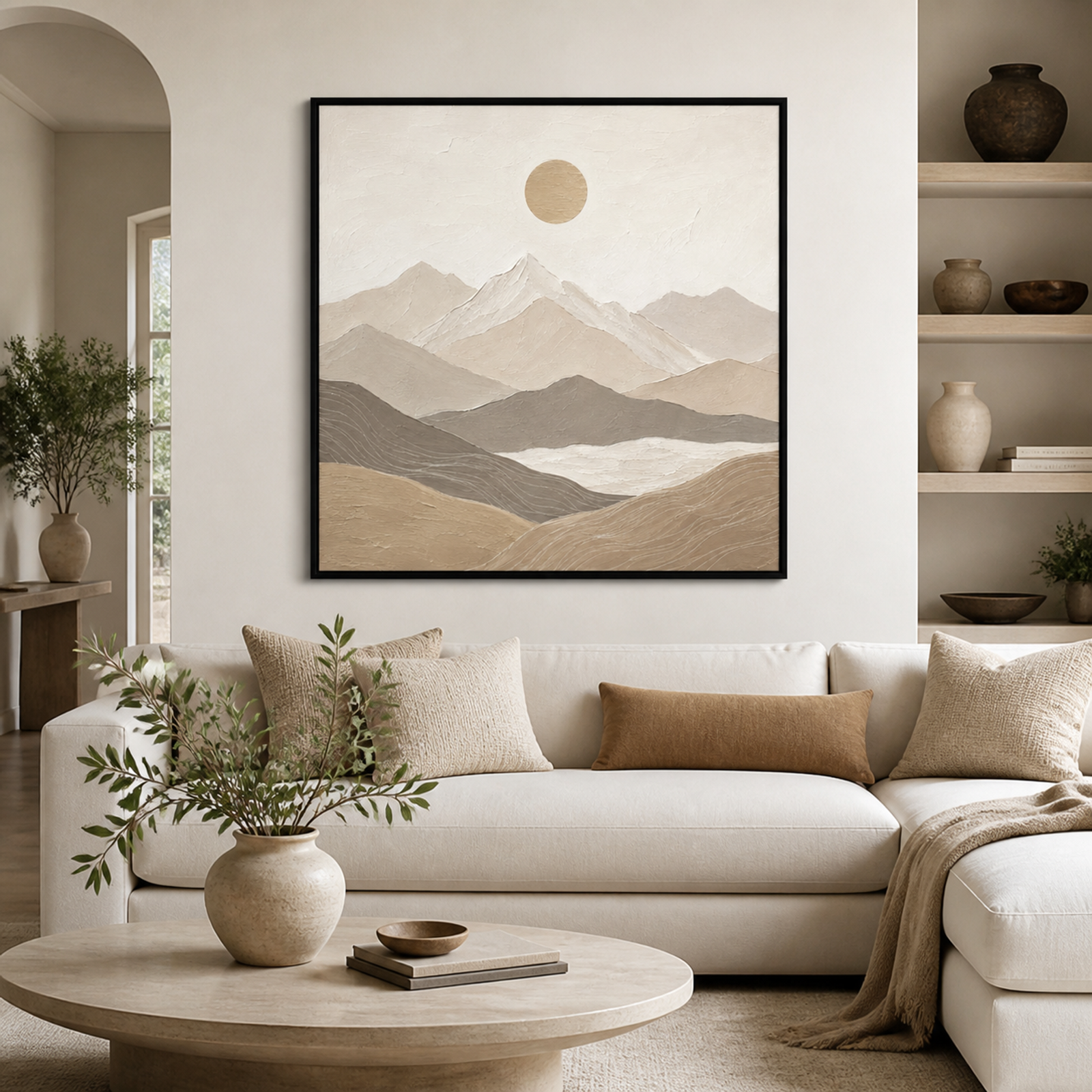 Serene Textured Mountain Sun