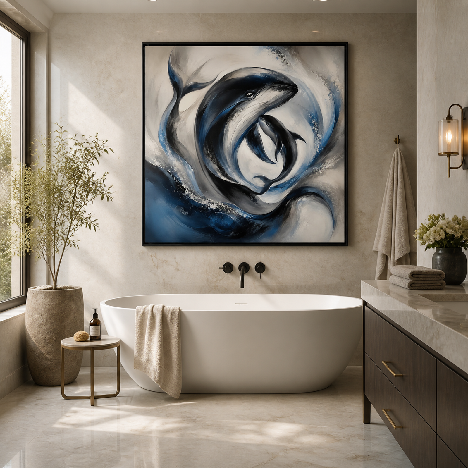 Whale Embrace in Blue