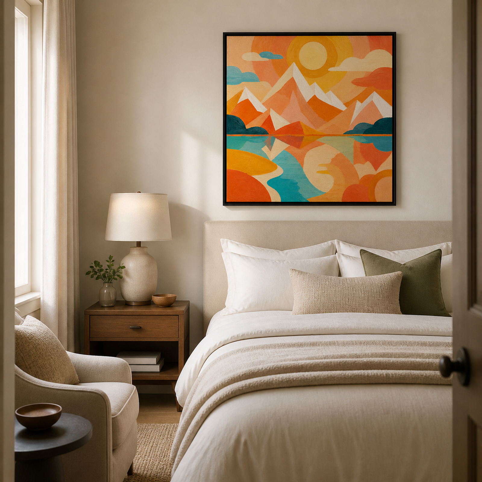Sunlit Geometric Mountains