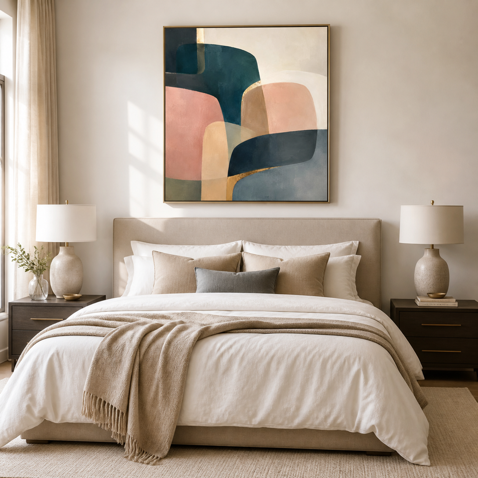Blush Teal Abstract Geometry