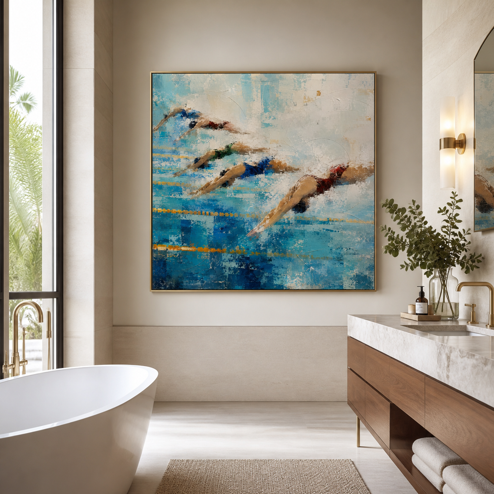 Dynamic Swimmers In Blue