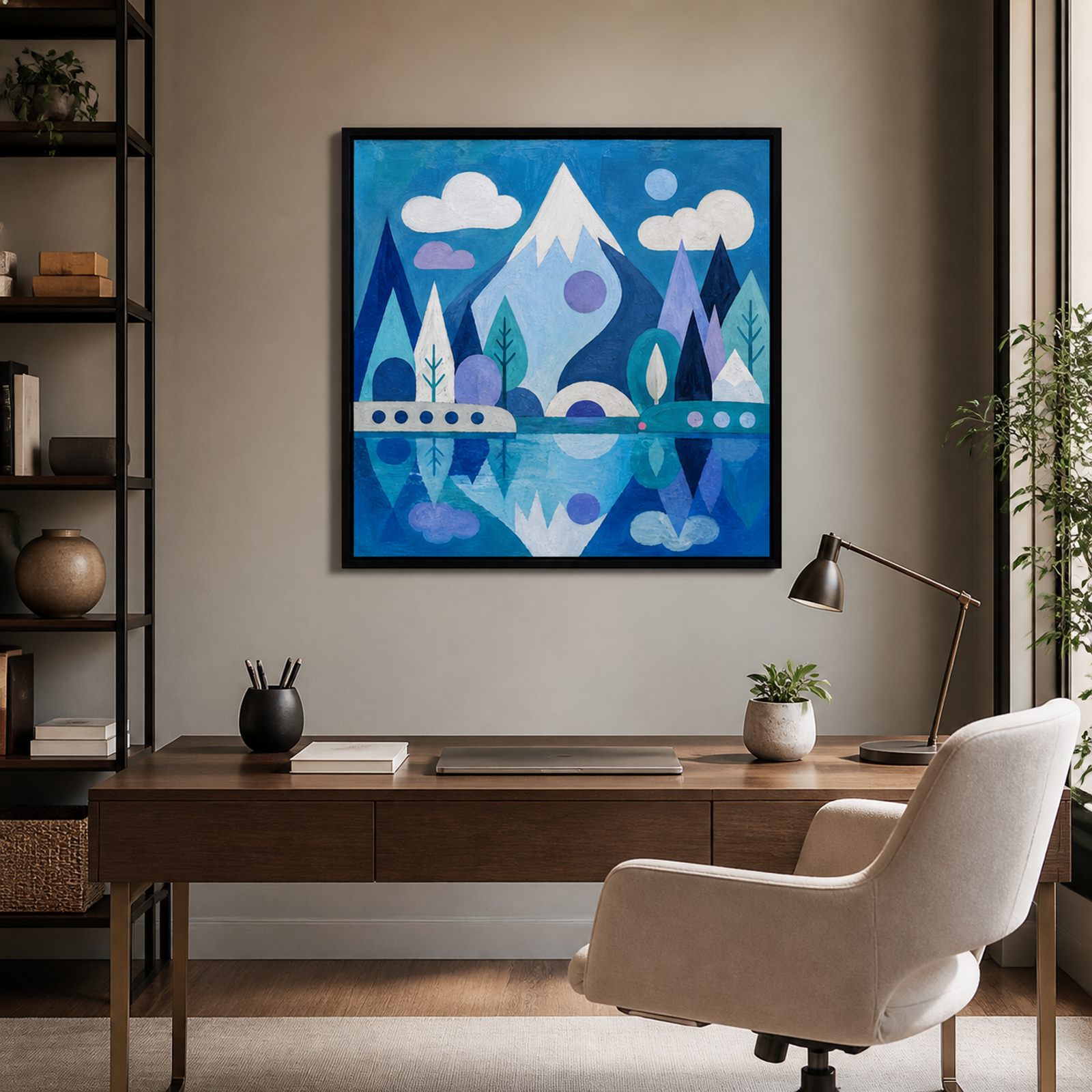 Serene Blue Mountain Reflection