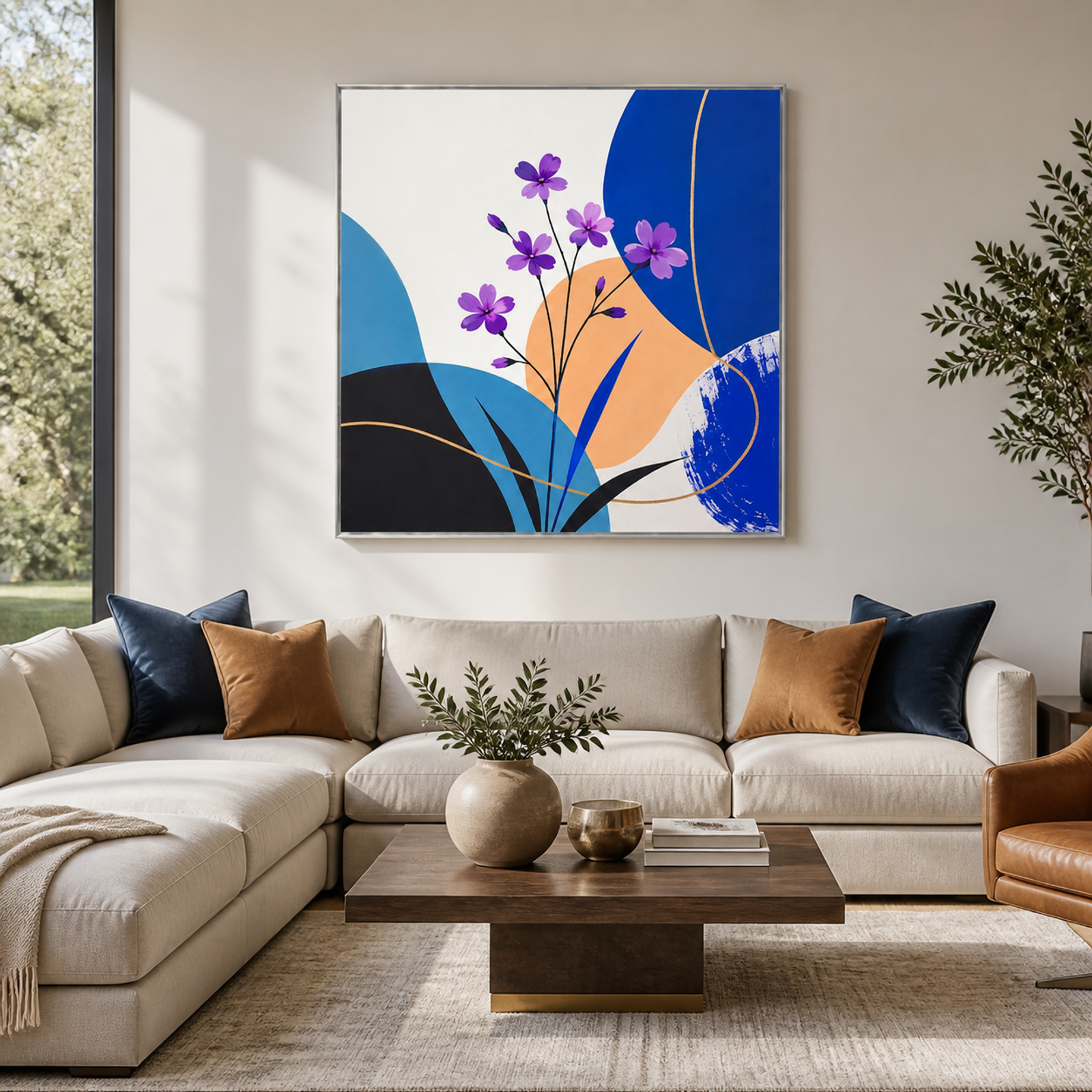 Modern Purple Floral Geometry
