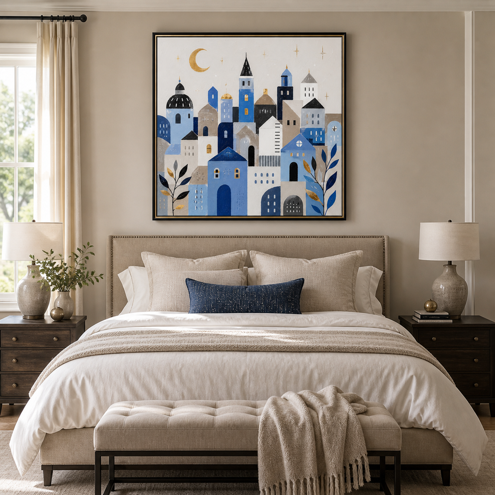 Moonlit Blue Cityscape