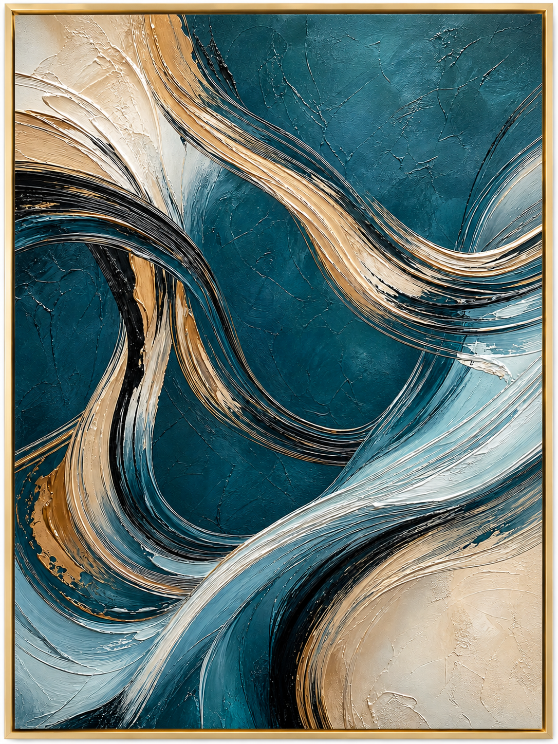 Teal Golden Abstract Flow