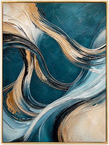 Teal Golden Abstract Flow