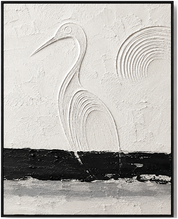 Serene White Heron Relief
