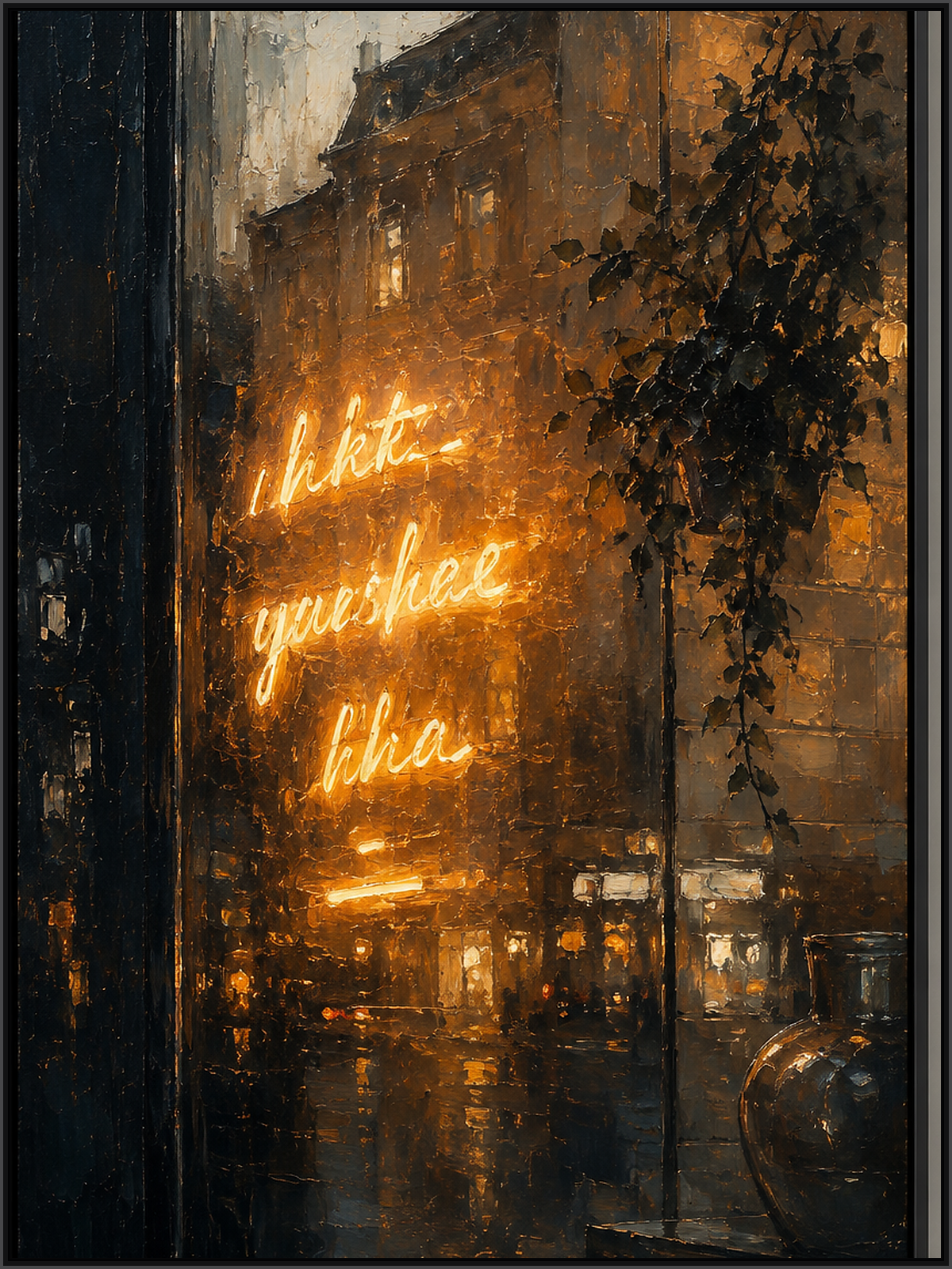 Rainy Neon City Glow