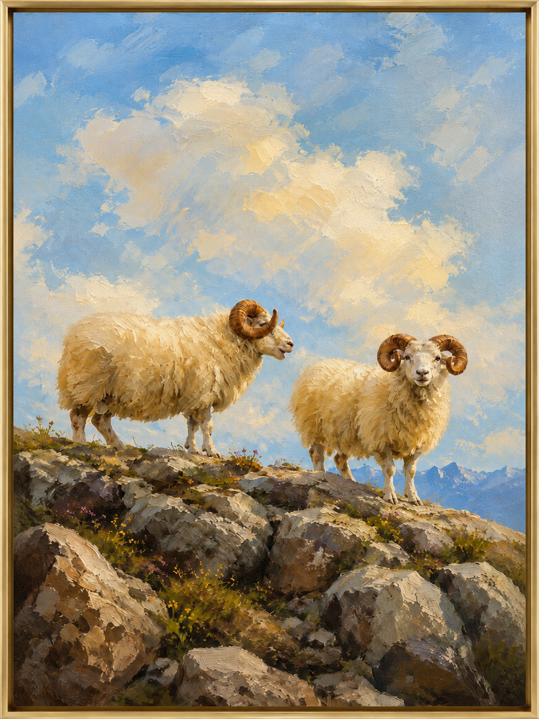 Highland Rams Under Sky