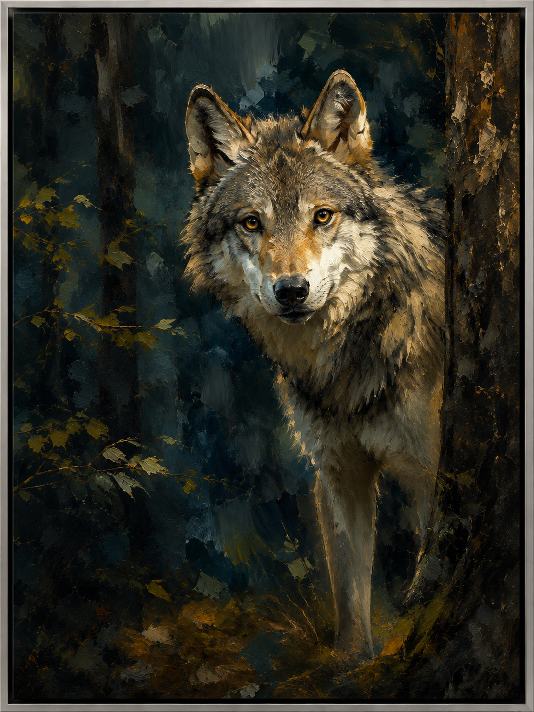 Watchful Wolf In Forest