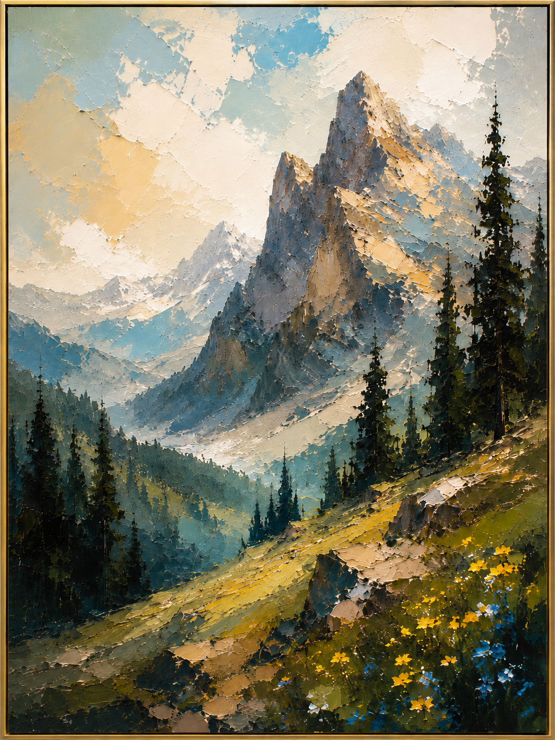 Sunlit Alpine Mountain Vista