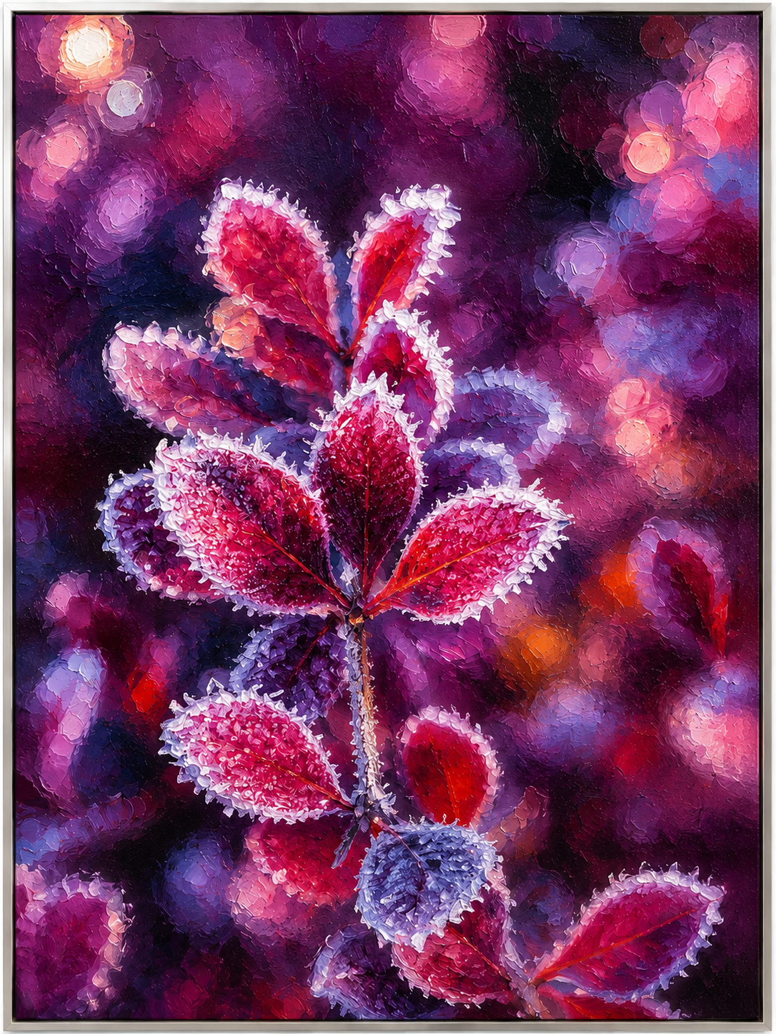 Frosted Crimson Leaves