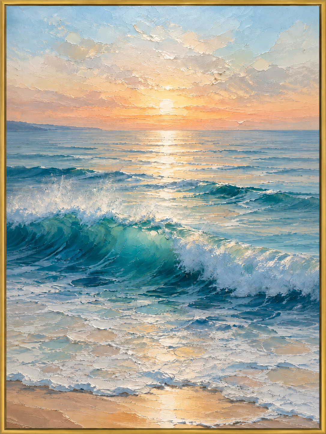 Sunlit Coastal Waves