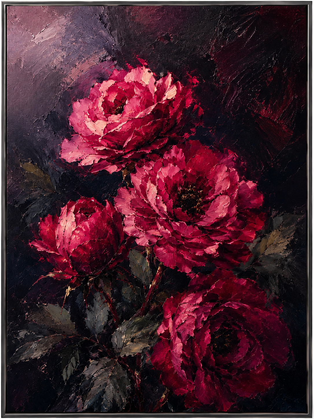 Crimson Roses In Shadow