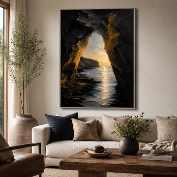 Golden Sea Cave Sunset