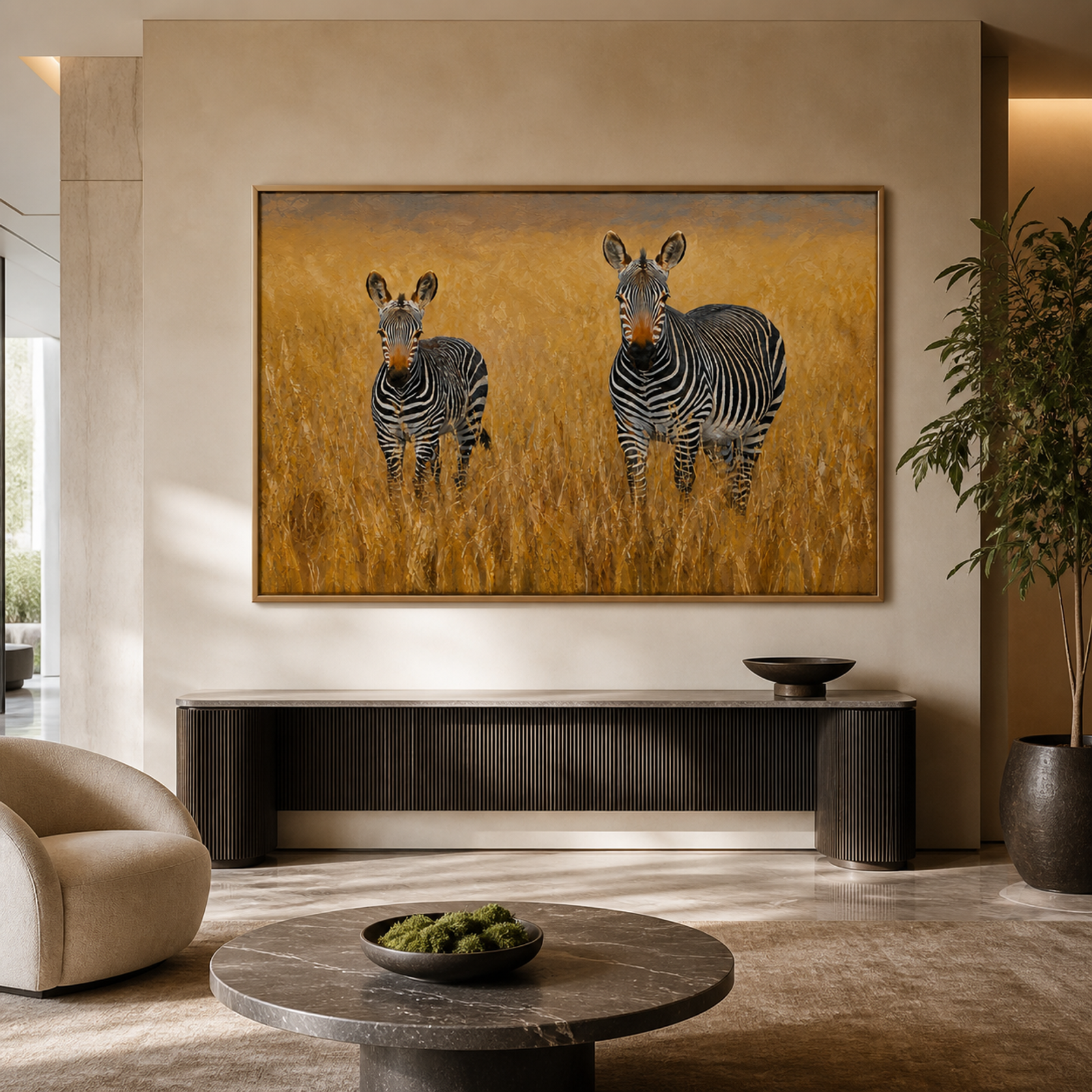 Golden Savanna Zebras