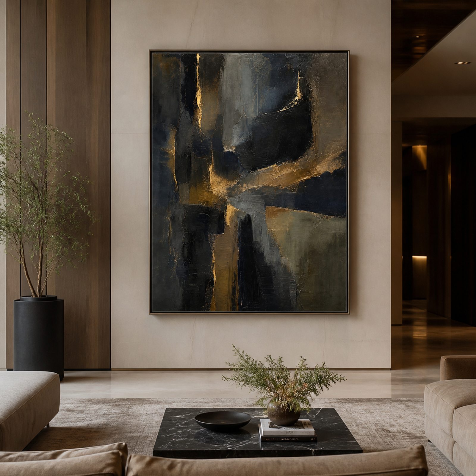 Gilded Midnight Abstract