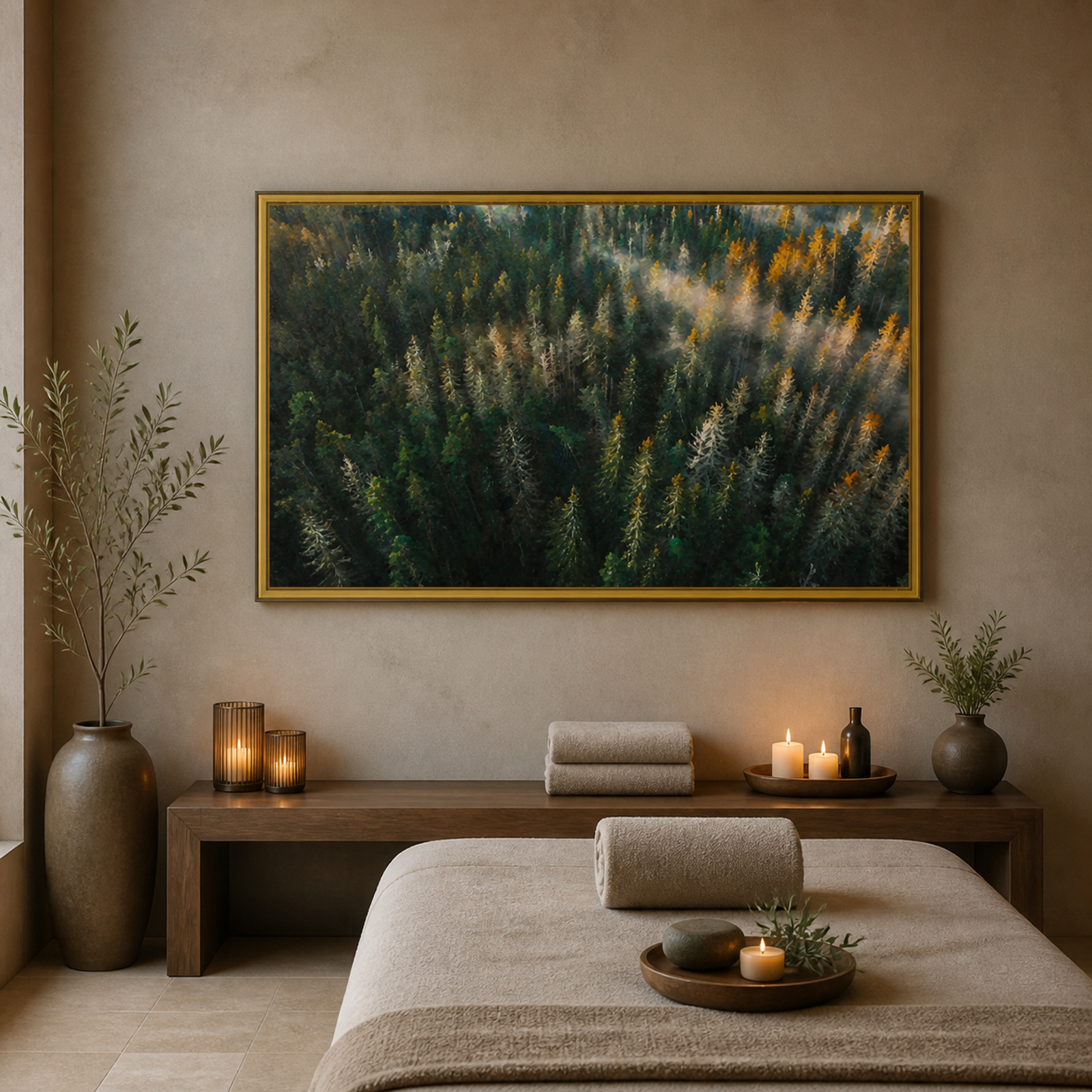 Sunlit Evergreen Forest