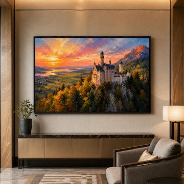 Sunset Castle Over Mountains