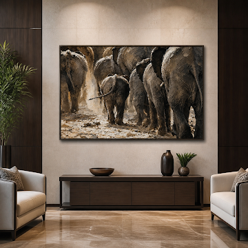 Textured Elephant Procession