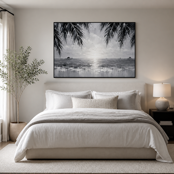 Monochrome Palm Seascape