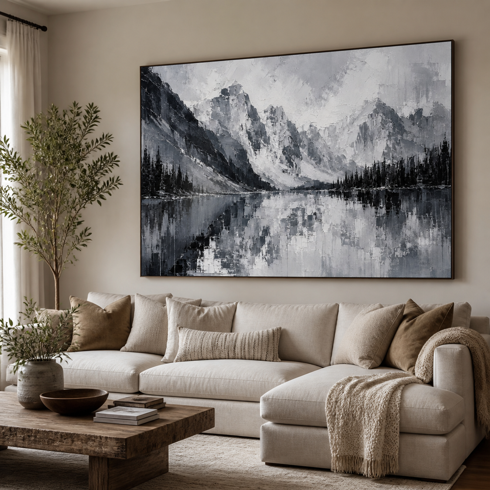 Monochrome Mountain Reflection