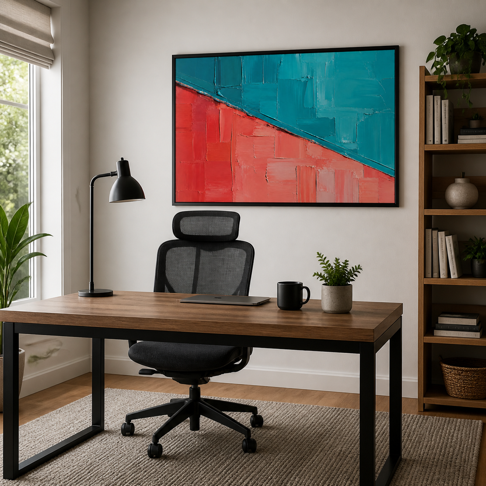 Vibrant Teal Coral Geometry